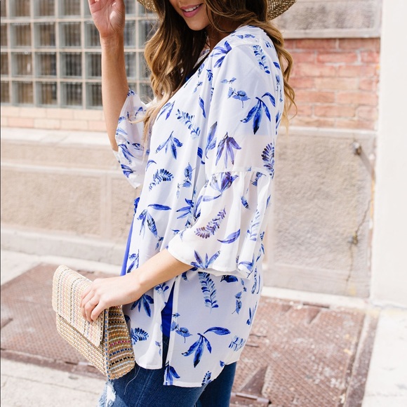 Dash of Pink Tops - Leavin’ Me Blue Chiffon Kimono